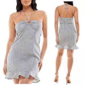 SPEECHLESS Juniors' Striped O-Ring Halter Dress Size XS
